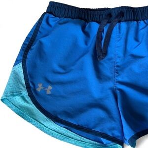 Under Armour Girls Lightweight Athletic Shorts | Blue, Navy & Teal | Youth Large